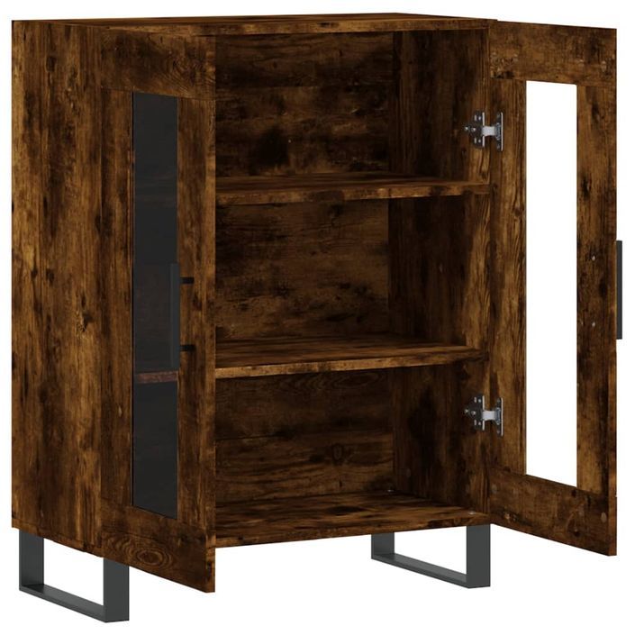 Buffet chêne fumé 69,5x34x90 cm bois d'ingénierie - Photo n°6