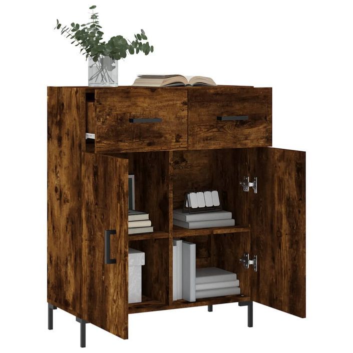 Buffet chêne fumé 69,5x34x90 cm bois d'ingénierie - Photo n°4