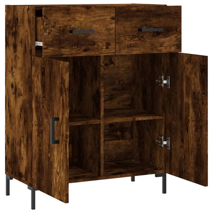 Buffet chêne fumé 69,5x34x90 cm bois d'ingénierie - Photo n°5