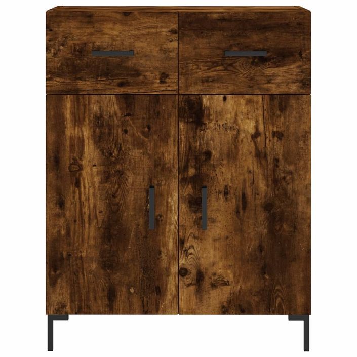 Buffet chêne fumé 69,5x34x90 cm bois d'ingénierie - Photo n°6