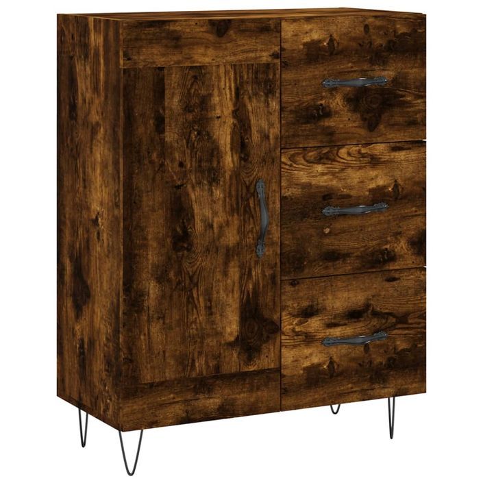 Buffet chêne fumé 69,5x34x90 cm bois d'ingénierie - Photo n°1