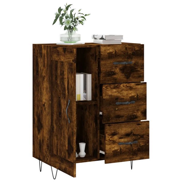 Buffet chêne fumé 69,5x34x90 cm bois d'ingénierie - Photo n°4