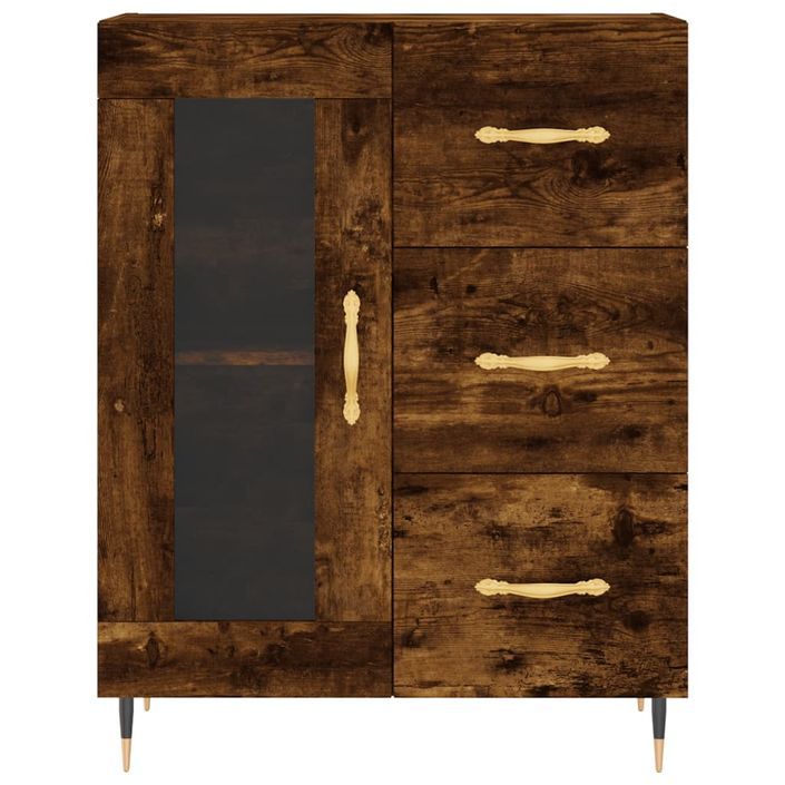 Buffet chêne fumé 69,5x34x90 cm bois d'ingénierie - Photo n°5