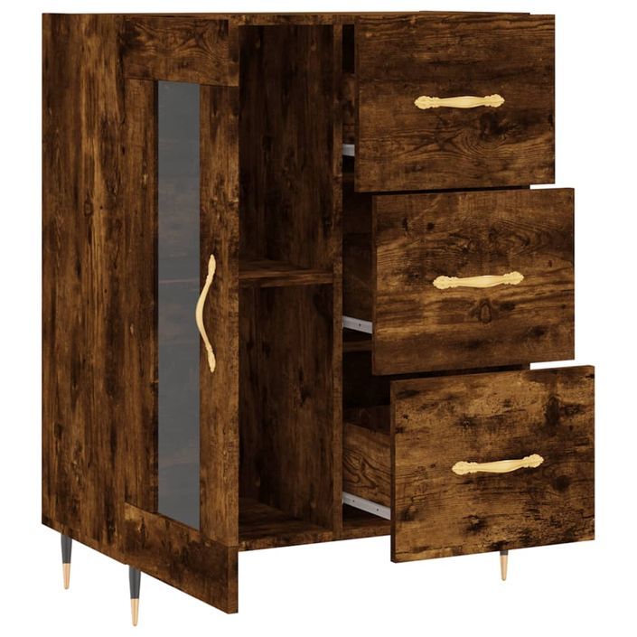 Buffet chêne fumé 69,5x34x90 cm bois d'ingénierie - Photo n°6