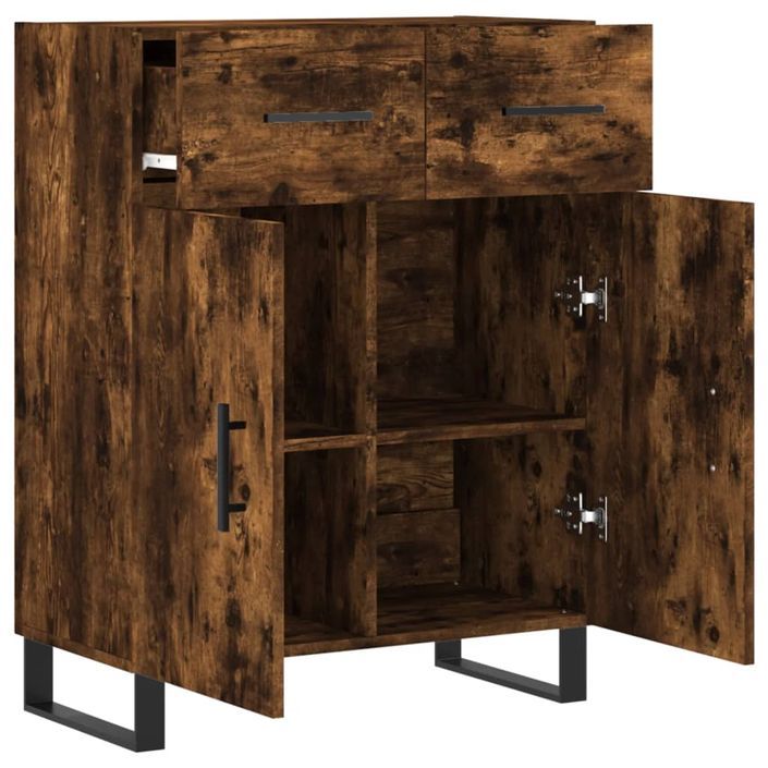 Buffet chêne fumé 69,5x34x90 cm bois d'ingénierie - Photo n°5