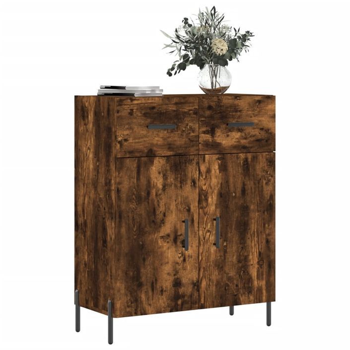 Buffet chêne fumé 69,5x34x90 cm bois d'ingénierie - Photo n°3