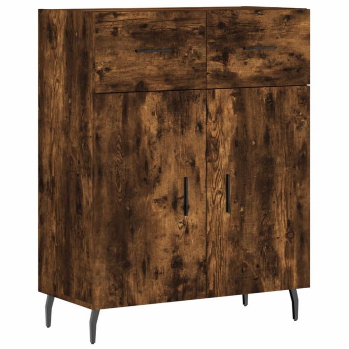 Buffet chêne fumé 69,5x34x90 cm bois d'ingénierie - Photo n°1