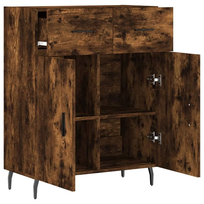 Buffet chêne fumé 69,5x34x90 cm bois d'ingénierie - Photo n°5