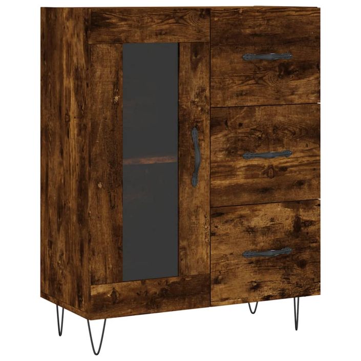 Buffet chêne fumé 69,5x34x90 cm bois d'ingénierie - Photo n°1