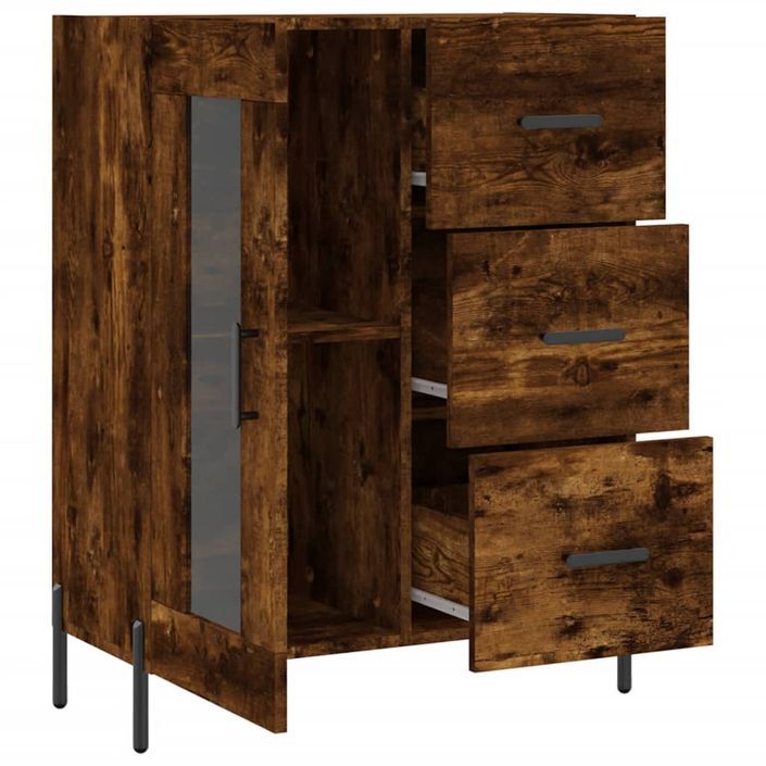 Buffet chêne fumé 69,5x34x90 cm bois d'ingénierie - Photo n°6