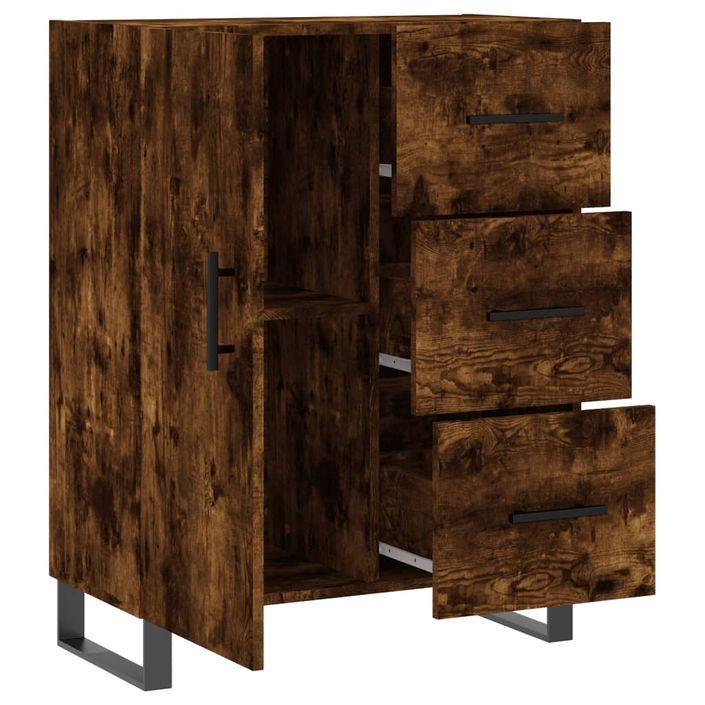 Buffet chêne fumé 69,5x34x90 cm bois d'ingénierie - Photo n°6