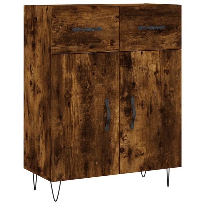 Buffet chêne fumé 69,5x34x90 cm bois d'ingénierie - Photo n°1