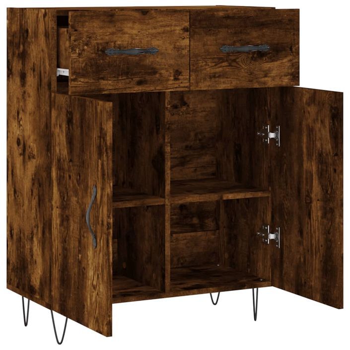 Buffet chêne fumé 69,5x34x90 cm bois d'ingénierie - Photo n°5