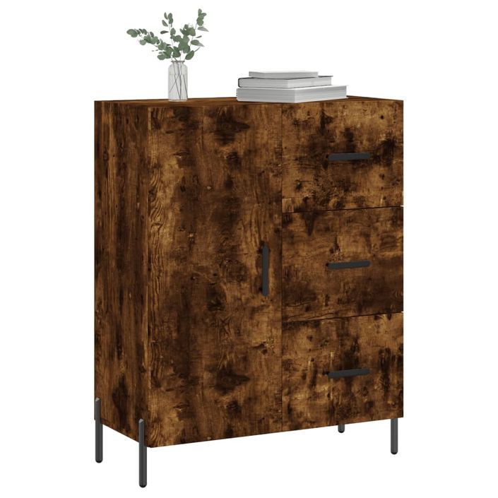 Buffet chêne fumé 69,5x34x90 cm bois d'ingénierie - Photo n°3