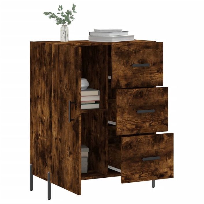 Buffet chêne fumé 69,5x34x90 cm bois d'ingénierie - Photo n°4