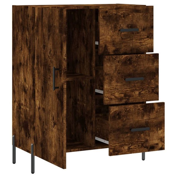 Buffet chêne fumé 69,5x34x90 cm bois d'ingénierie - Photo n°6