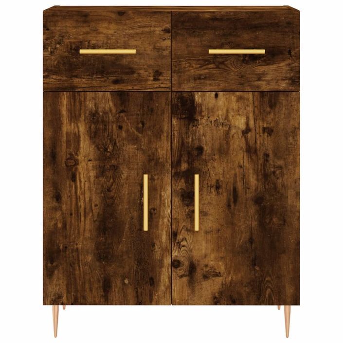 Buffet chêne fumé 69,5x34x90 cm bois d'ingénierie - Photo n°6