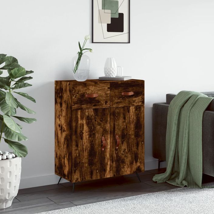 Buffet chêne fumé 69,5x34x90 cm bois d'ingénierie - Photo n°2