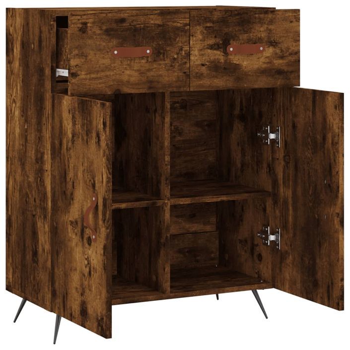 Buffet chêne fumé 69,5x34x90 cm bois d'ingénierie - Photo n°5