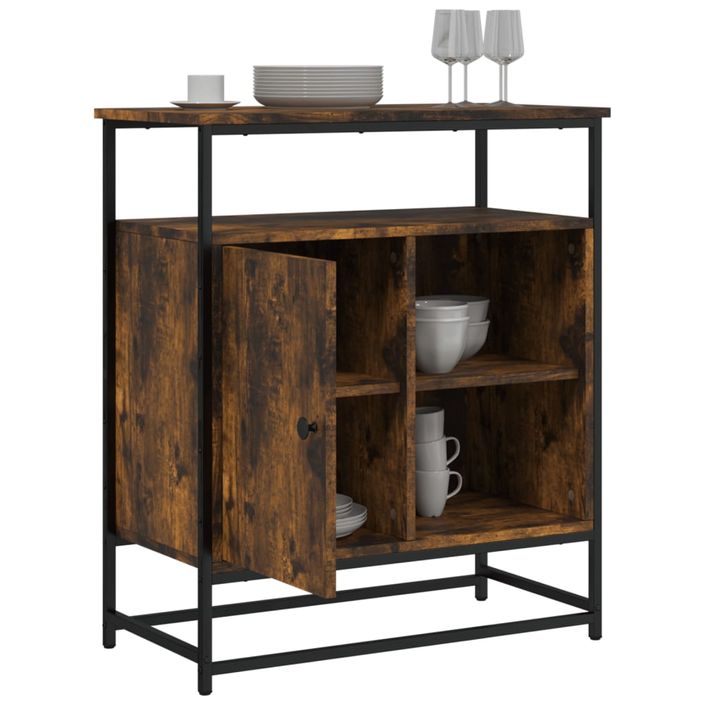 Buffet chêne fumé 69x35x80 cm bois d'ingénierie - Photo n°4