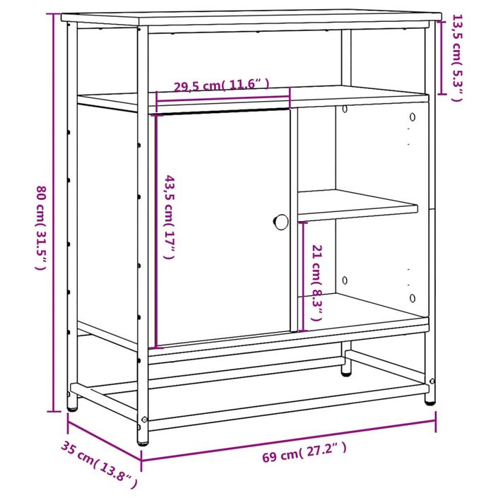 Buffet chêne fumé 69x35x80 cm bois d'ingénierie - Photo n°11