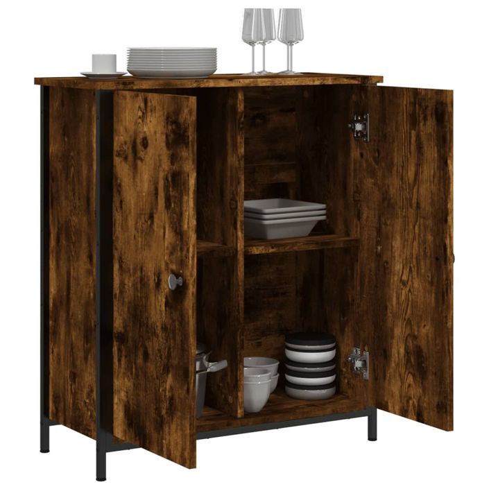 Buffet chêne fumé 70x30x80 cm bois d'ingénierie - Photo n°4