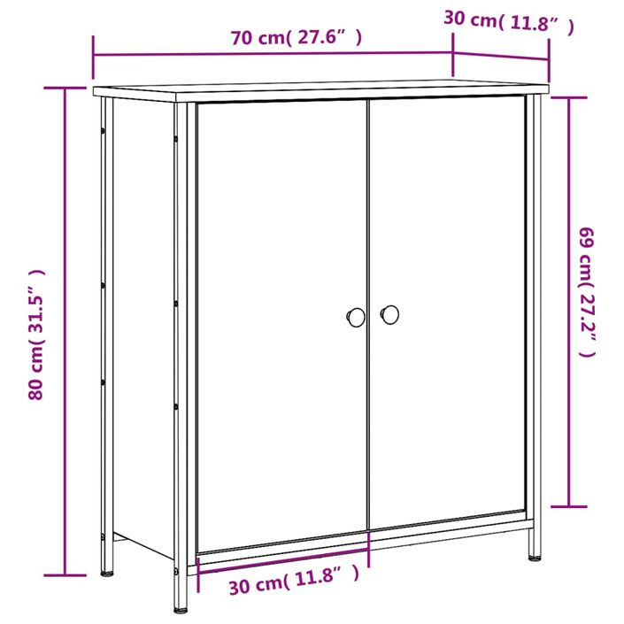 Buffet chêne fumé 70x30x80 cm bois d'ingénierie - Photo n°11