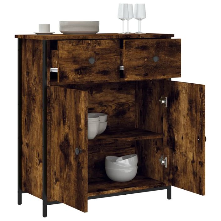 Buffet chêne fumé 70x30x80 cm bois d'ingénierie - Photo n°4