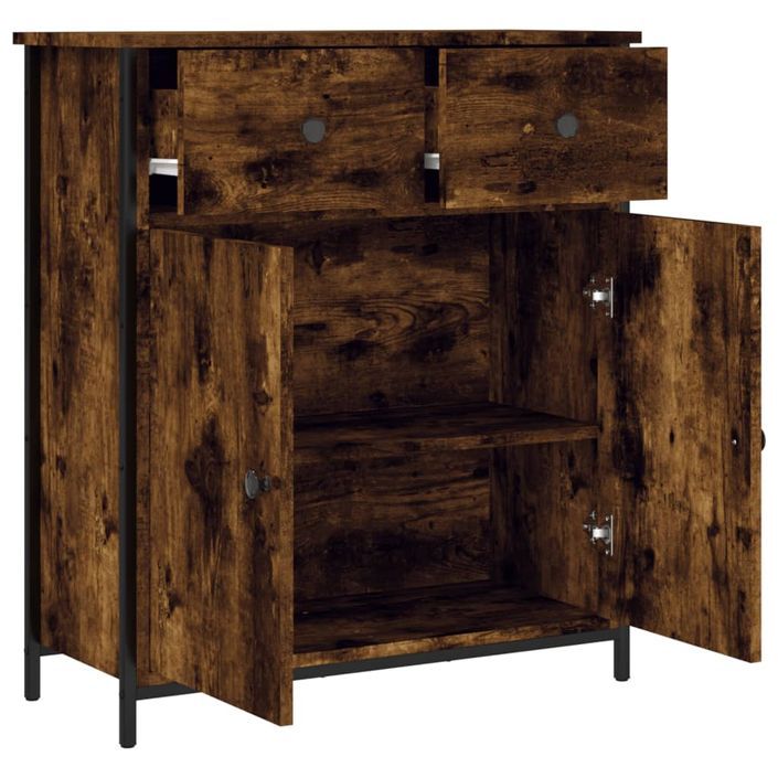 Buffet chêne fumé 70x30x80 cm bois d'ingénierie - Photo n°5