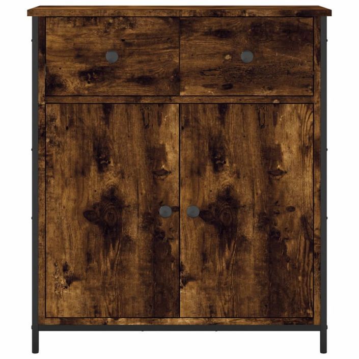 Buffet chêne fumé 70x30x80 cm bois d'ingénierie - Photo n°6