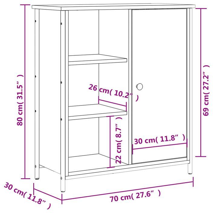 Buffet chêne fumé 70x30x80 cm bois d'ingénierie - Photo n°12