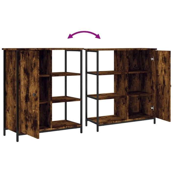 Buffet chêne fumé 70x30x80 cm bois d'ingénierie - Photo n°9