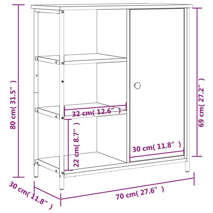 Buffet chêne fumé 70x30x80 cm bois d'ingénierie - Photo n°12