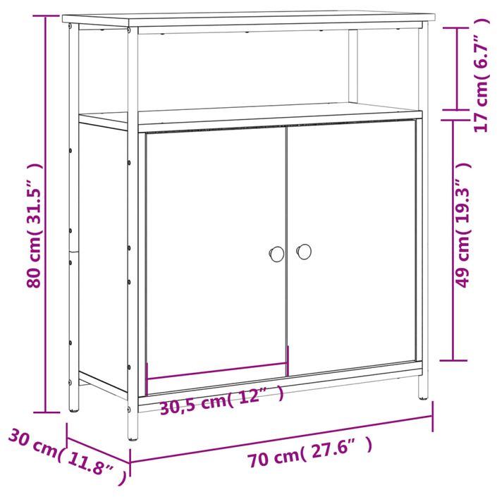 Buffet chêne fumé 70x30x80 cm bois d'ingénierie - Photo n°11