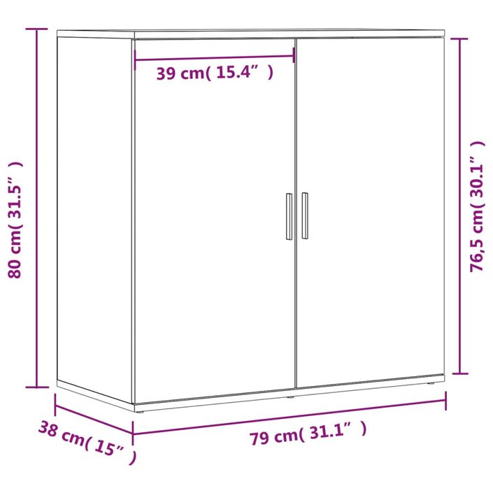 Buffet chêne fumé 79x38x80 cm bois d'ingénierie - Photo n°11