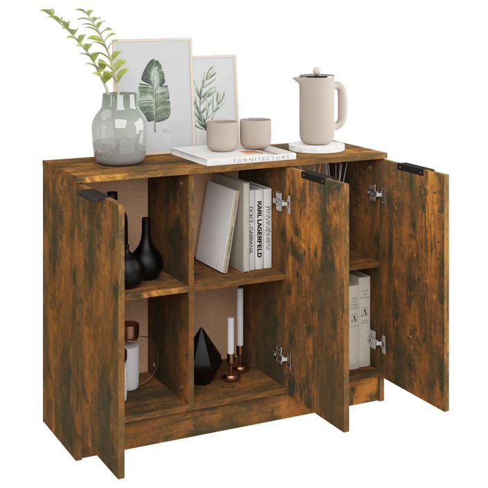 Buffet Chêne fumé 90,5x30x70 cm Bois d'ingénierie - Photo n°4