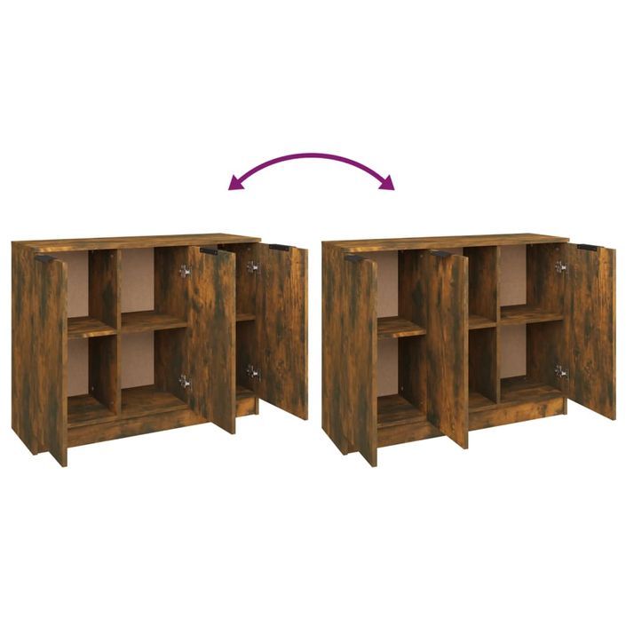 Buffet Chêne fumé 90,5x30x70 cm Bois d'ingénierie - Photo n°8