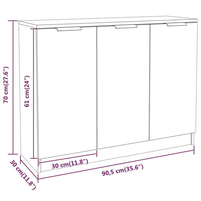 Buffet Chêne fumé 90,5x30x70 cm Bois d'ingénierie - Photo n°9