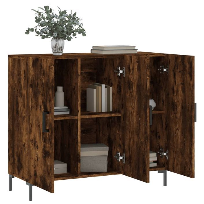 Buffet chêne fumé 90x34x80 cm bois d'ingénierie - Photo n°4