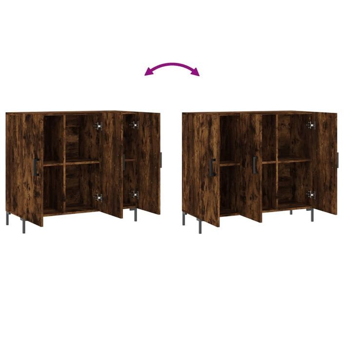 Buffet chêne fumé 90x34x80 cm bois d'ingénierie - Photo n°9