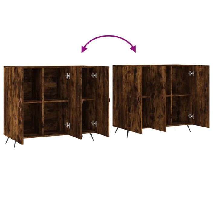 Buffet chêne fumé 90x34x80 cm bois d'ingénierie - Photo n°9