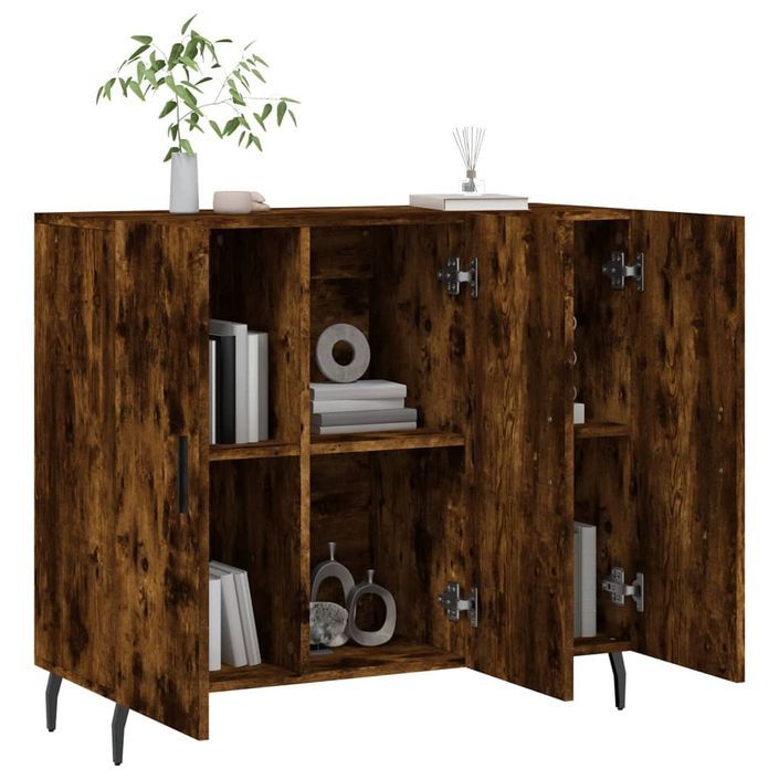 Buffet chêne fumé 90x34x80 cm bois d'ingénierie - Photo n°4