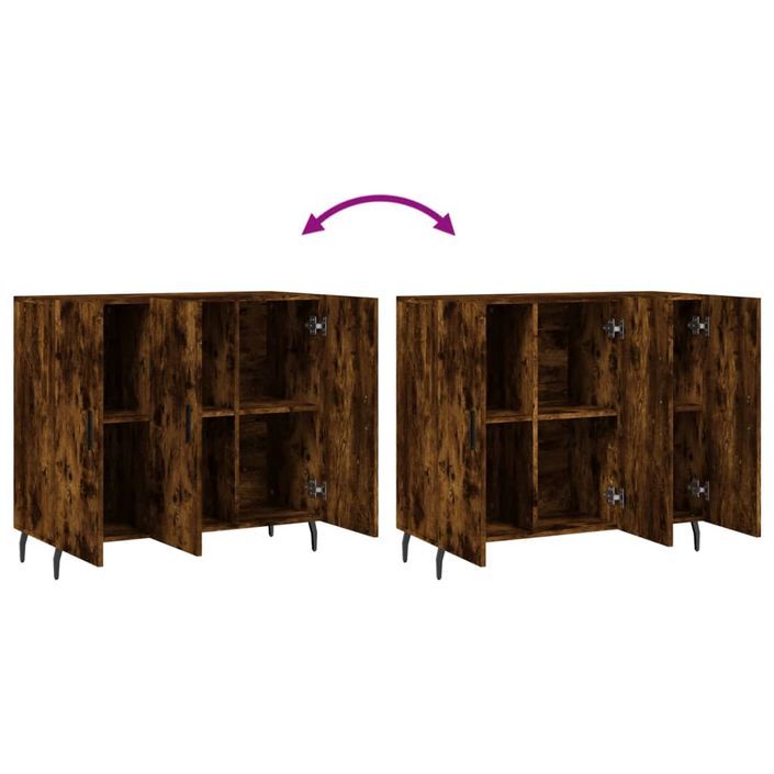 Buffet chêne fumé 90x34x80 cm bois d'ingénierie - Photo n°9