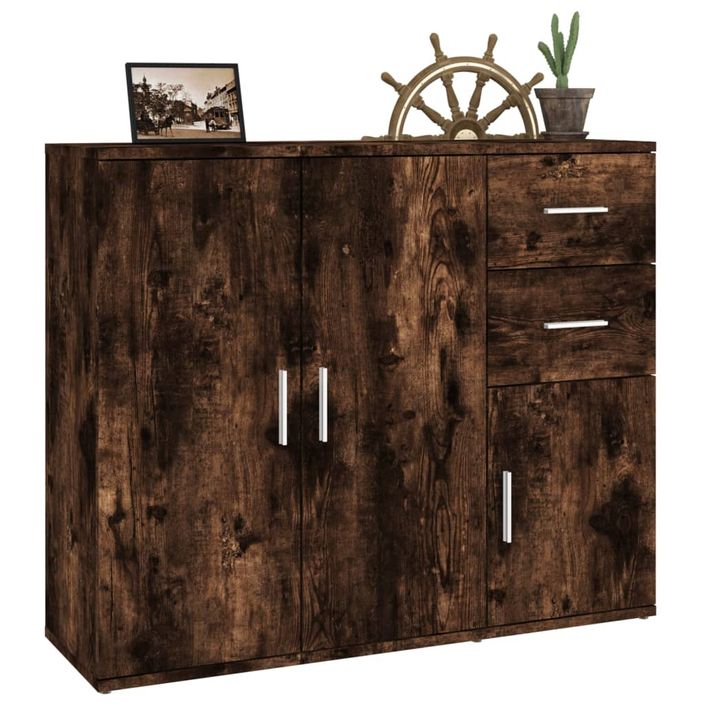 Buffet Chêne fumé 91x29,5x75 cm Bois d'ingénierie - Photo n°5