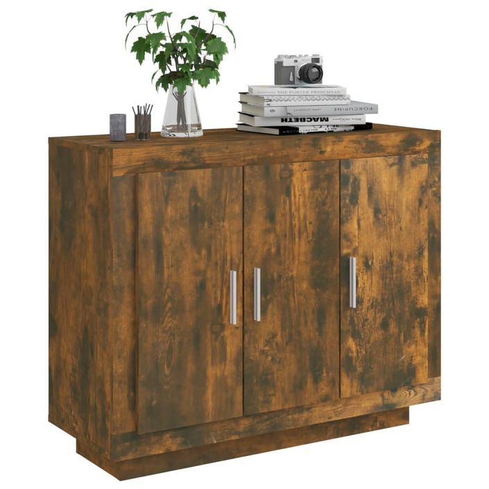 Buffet Chêne fumé 92x35x75 cm Bois d'ingénierie - Photo n°4