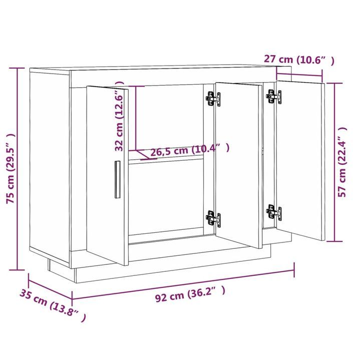 Buffet Chêne fumé 92x35x75 cm Bois d'ingénierie - Photo n°8