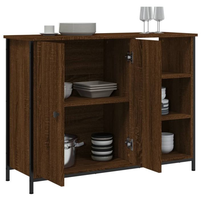 Buffet chêne marron 100x33x75 cm bois d'ingénierie - Photo n°4