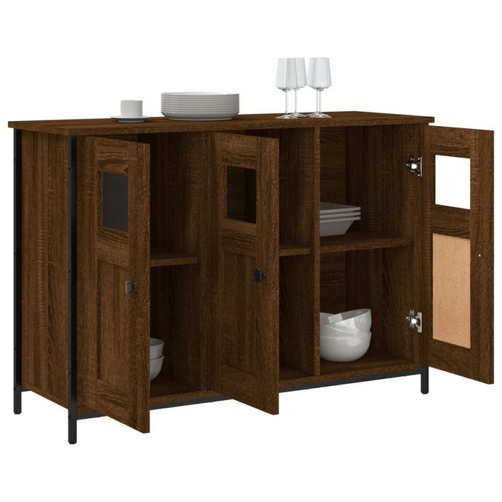 Buffet chêne marron 100x35x70 cm bois d'ingénierie - Photo n°4