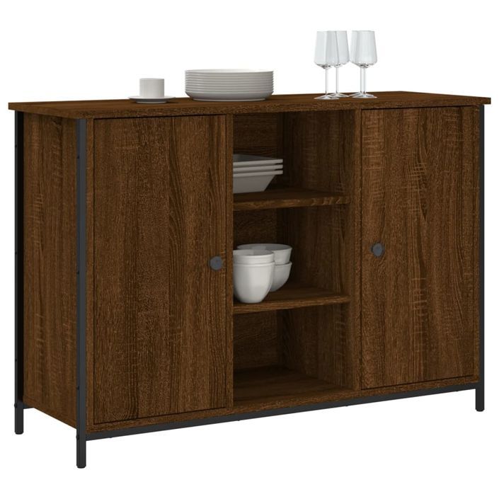 Buffet chêne marron 100x35x70 cm bois d'ingénierie - Photo n°3