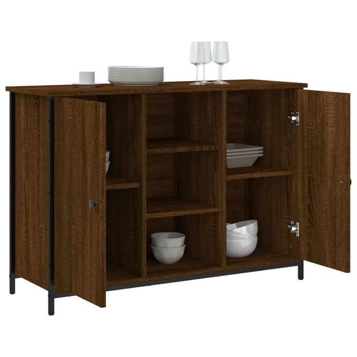 Buffet chêne marron 100x35x70 cm bois d'ingénierie - Photo n°4